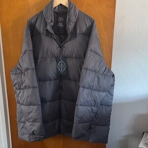 Gray Puffer Jacket Mens 3XL Zip Pockets